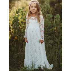 Blondekjole med lange �rmer Rose Hvid