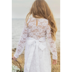 Blondekjole med lange �rmer Rose Hvid