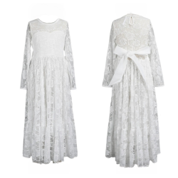 Blondekjole med lange �rmer Rose Hvid