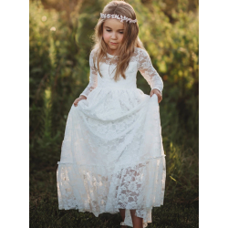 Blondekjole med lange �rmer Rose Hvid