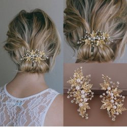 Hrclip-st med perler guld 