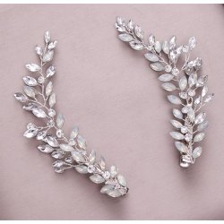 H�rclip-s�t med opalhvide og klare krystaller