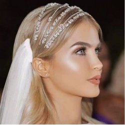 Tiara/h�rb�jle med 4 r�kker krystaller