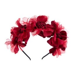 Blomsterkrans p� h�rb�jle m�rk r�d