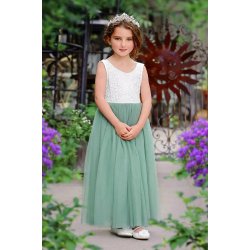 Blondekjole med chiffonsk�rt uden �rmer salvie