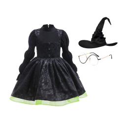 Elphaba kjole med tilbehr 