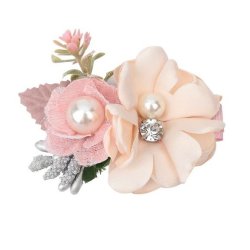 H�rclip med silkeblomster creme/rosa