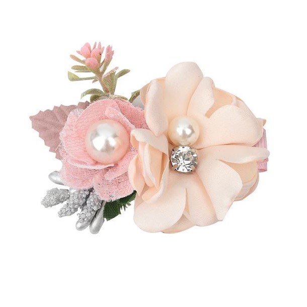 Hrclip med silkeblomster creme/rosa