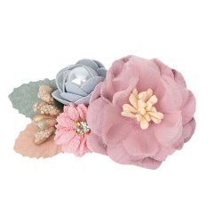 H�rclip med silkeblomster rosa/bl�