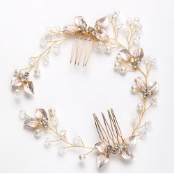 Hrkam med blomsteranke guld