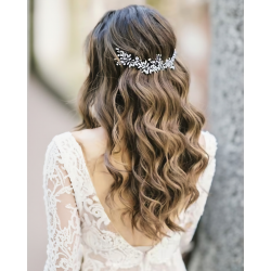 H�rkam med perle/krystalranke s�lv
