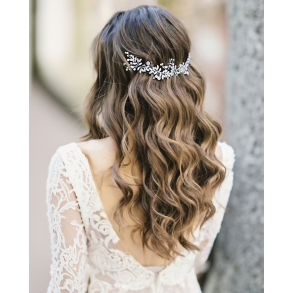 H�rkam med perle/krystalranke s�lv