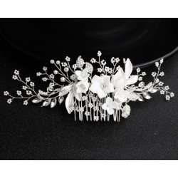 H�rkam med porcel�nsblomster og krystaller