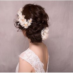 H�rkam-s�t med silke/organzablomster