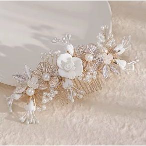 Vintage h�rkam med porcel�nsblomster