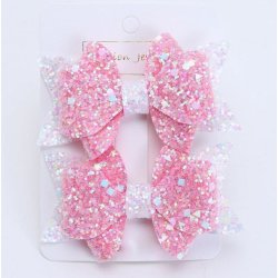 H�rklemmer med glittersl�jfer pink