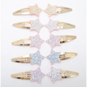 Hrspnder med glitterstjerner pastel 10 stk