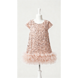 Jule/Nytrskjole med pailletter og tyl champagneuld