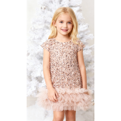 Jule/Nytrskjole med pailletter og tyl champagneuld