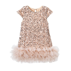 Jule/Nytrskjole med pailletter og tyl champagneuld