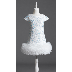 Jule/Nytrskjole med pailletter og tyl hvid