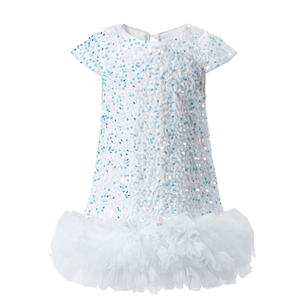 Jule/Nytrskjole med pailletter og tyl hvid