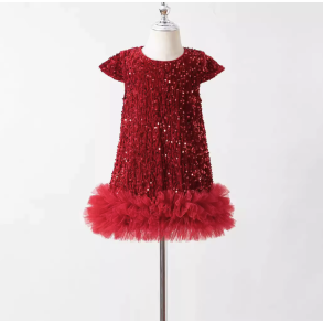 Jule/Nytrskjole med pailletter og tyl rd