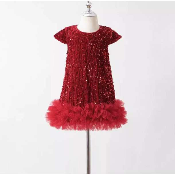 Jule/Nytrskjole med pailletter og tyl rd