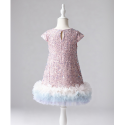  Jule/Nytrskjole med pailletter og tyl sart pink/regnbue