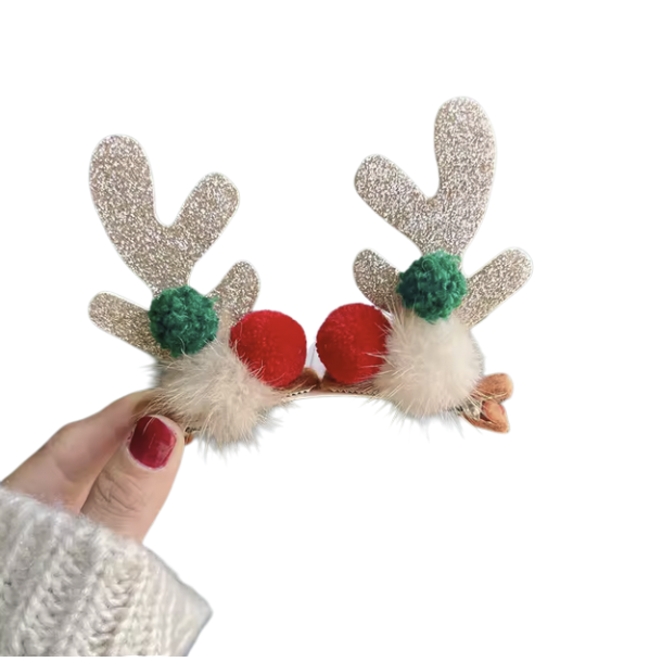 Julehrclips med glitter gevir