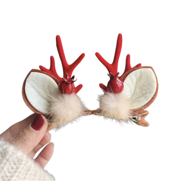 Julehrclips med rensdyrrer og gevir