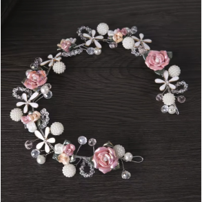 Luksus hrbnd med pink porcelnsblomster