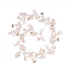 Perle/Krystalbnd til mellemlangt hr Guld