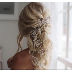 Perle/Krystalb�nd til mellemlangt h�r Guld