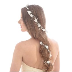 Perleb�nd med porcel�nsblomster til langt h�r