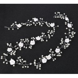 Perleb�nd med porcel�nsblomster til langt h�r