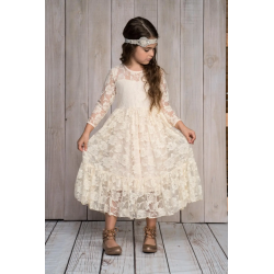 Blondekjole med lange �rmer Rose Ivory - UDG�R sidste stk p� lager