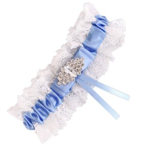 Strmpebnd med lyseblt bnd og klare krystaller