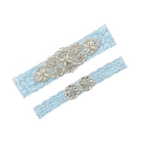 Strmpebnd-st lyseblt med krystaller og perler